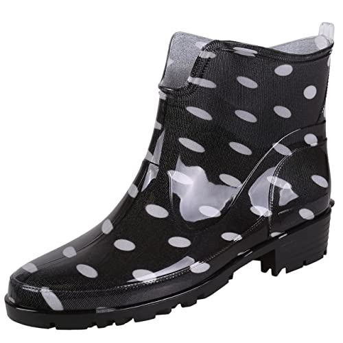 Schwarze, kurze Gummistiefel mit weißen Tupfen LEMIGO 36 EU von sarcia.eu