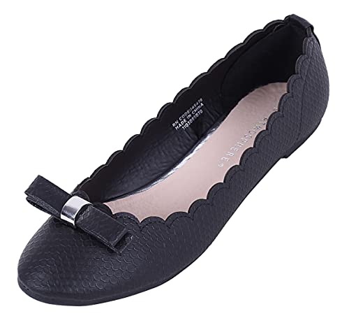 Schwarze Ballerinas mit Schleife - Schlangenhautprint Ballerinaschuhe mit Verzierung und Schleife elastische Sohle Öko-Leder 39 EU / 6 UK von sarcia.eu