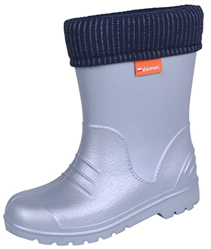 Silberfarbene gefütterte Gummistiefel für Kinder DINO DEMAR 24/25 EU von sarcia.eu