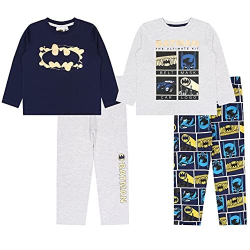 sarcia.eu 2X Grau-dunkelblaues Pyjama/Schlafanzug mit Langen Ärmeln Batman, Zertifikat ÖKO-TEX 7-8 Jahre von sarcia.eu