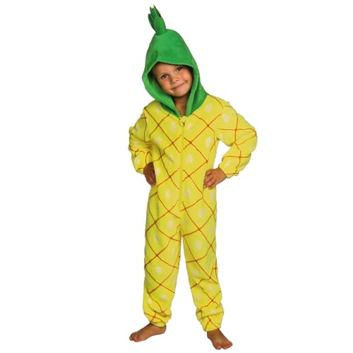 sarcia.eu Ananas-Fleece-Schlafanzug, einteilig, Kinder-Onesie mit Kapuze 7-8 Jahre von sarcia.eu