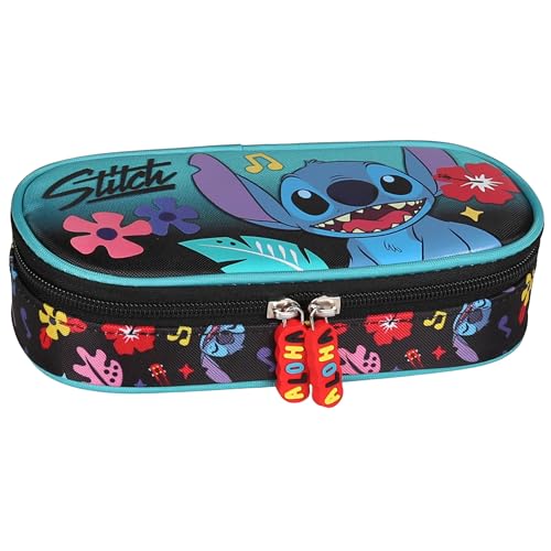 sarcia.eu Disney Stitch FÄCHER Schulmäppchen, Beutel für Mädchen, Mint-schwarzes 5x20x9cm (Stitch Fächern B) von sarcia.eu