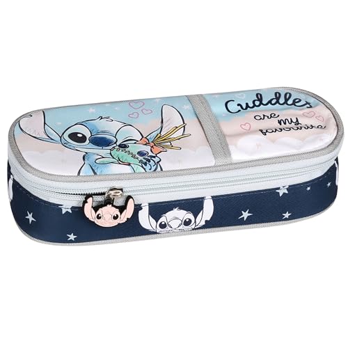 sarcia.eu Disney Stitch FÄCHER Schulmäppchen, versteiftes OVALE Säckchen für Mädchen 6x22x10cm (Stitch Fächern C) von sarcia.eu