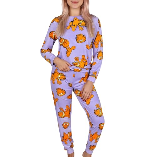 sarcia.eu Garfield Damen Schlafanzug mit Langen Ärmeln, lila XS von sarcia.eu