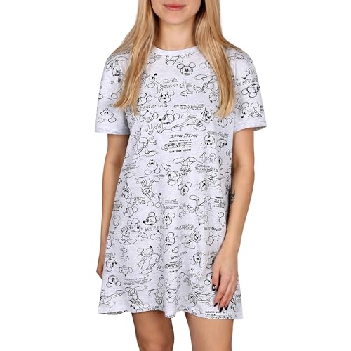 Disney Mickey Mouse Graues Kurzarm-Nachthemd, Damennachthemd M von sarcia.eu