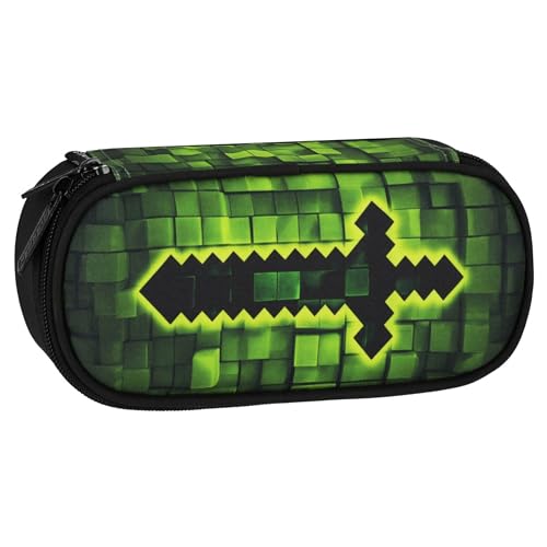 sarcia.eu Pixel Schul Federmäppchen MIT FÄCHERN FÜR Spieler, Gamer, Tasche, OVAL Form für Jungen, 22x10x5 cm (Pixel Fächern) von sarcia.eu