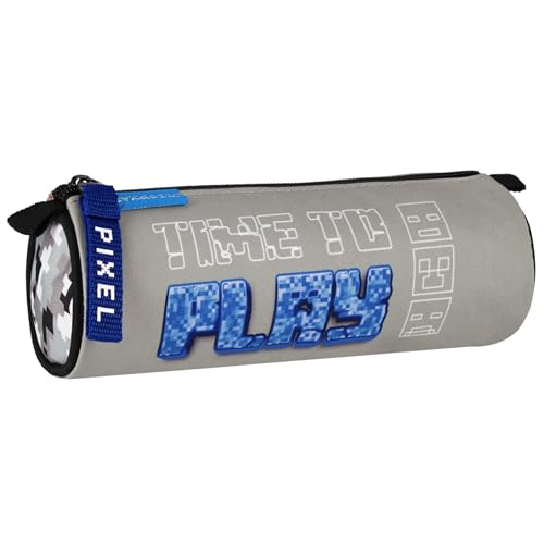 sarcia.eu Pixel graues Federmäppchen für Jungen, Reißverschluss 22x8x8cm von sarcia.eu