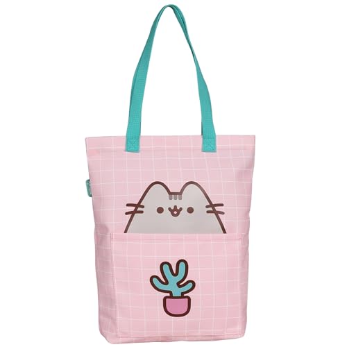 sarcia.eu Pusheen GERÄUMIG Umhängetasche, wiederverwendbare Stoff Einkaufstasche, Damenhandtasche, Handtasche MIT REIßVERSCHLUSS 40x32x9 cm (Pusheen) von sarcia.eu