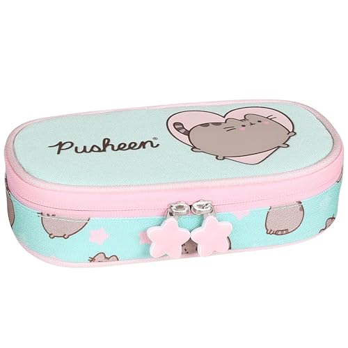 sarcia.eu Pusheen Schulmäppchen mit FÄCHER, Beutel für Mädchen, Mint-rosa 5x20x10cm (Pusheen Fächern B) von sarcia.eu