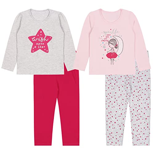 sarcia.eu Pyjama/Schlafanzug mit Sternen-Print, grau-pink, für Mädchen, langärmelig - 2er Set 5-6 Jahre von sarcia.eu