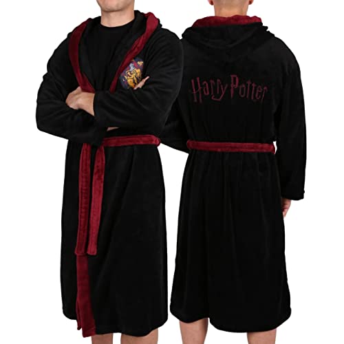 Schwarzer Herren-Bademantel mit Kapuze Harry Potter GRYFFINDOR, Zertfikat ÖKO-TEX STANDARD 100 L von sarcia.eu