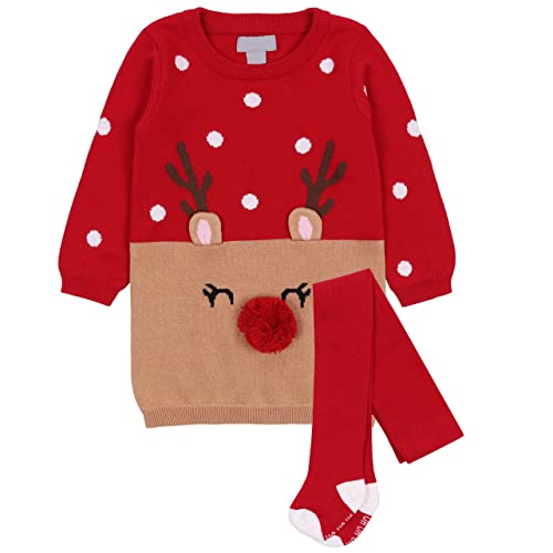 sarcia.eu Strickkleid/Tunika + Strumpfhose für Baby Rentier 12-18 Monate von sarcia.eu