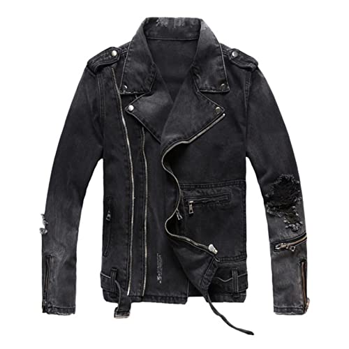 Mode Streetwear Männer Jacke Reißverschlüsse Dekoration Schwarz Zerstört Ripped Denim Jacken Männer Punk Jacken Hüfte Hop Biker Jacke Homme von sarge knives