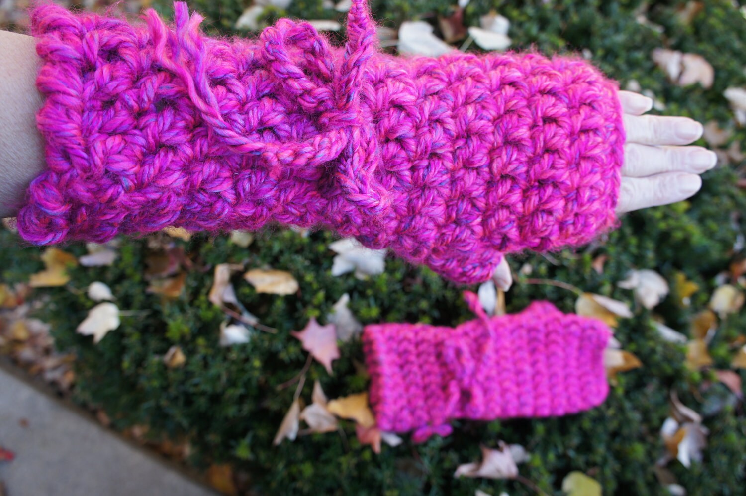 Fingerlose Handschuhe in Bulky Pink Garn von sarioriginals