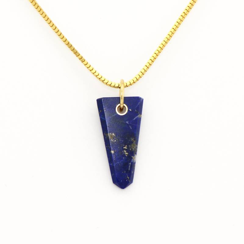 Lapis Lazuli Blaust Von Blau Charm Anhänger in 585 Gelbgold Mit Glitzernden Pyrit von sasajewelry