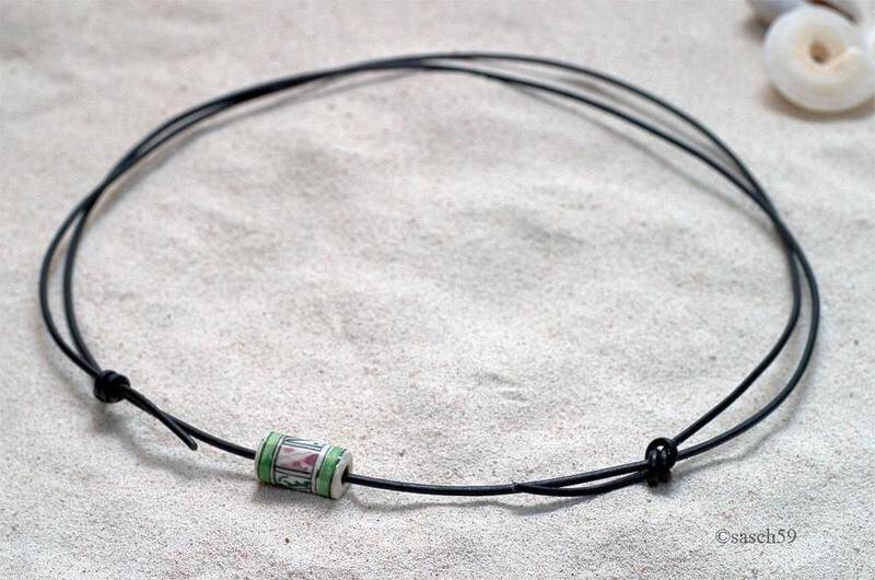 Surferkette Lederkette Büffelleder Ethno Bead 10 von saschartshop
