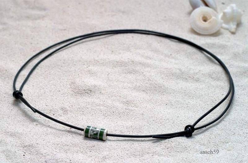 Surferkette Lederkette Büffelleder Ethno Bead 8 von saschartshop