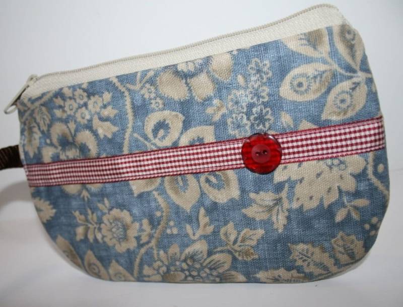 Blaue Floral Canvas Stoff Armband, Iphone Smartphone Reißverschluss Armband von sassygirl