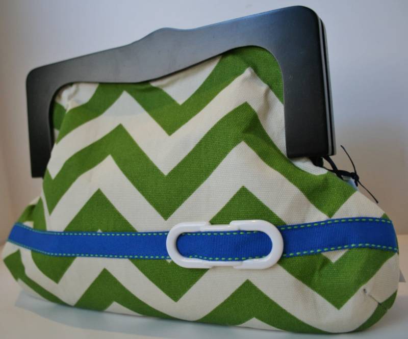 Grüne Chevron Stoff Clutch Tasche, Handgemachte Einzigartige Holzrahmen Mädchen Nacht Kupplung, Kupplungsbeutel - Chloe von sassygirl