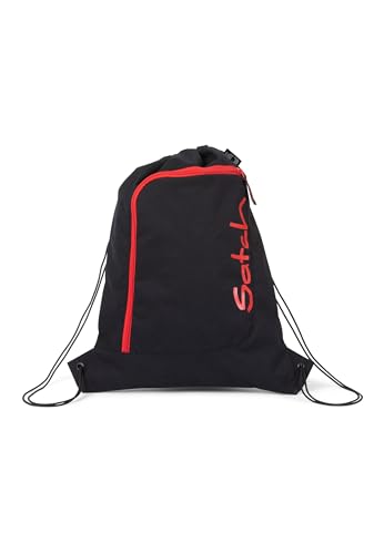 Satch Sportbeutel Turnbeutel für Mädchen und Jungen mit Reißverschlussfach, 12 Liter, Rucksack fixierbar Fire Phantom - Schwarz von Satch