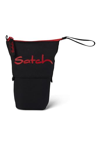 satch Pencil Slider extra groß inkl. Trennfach Reißverschlussfach Stiftehalter Geodreieck Sichtfenster für Stundenplan Fire Phantom - Schwarz von Satch