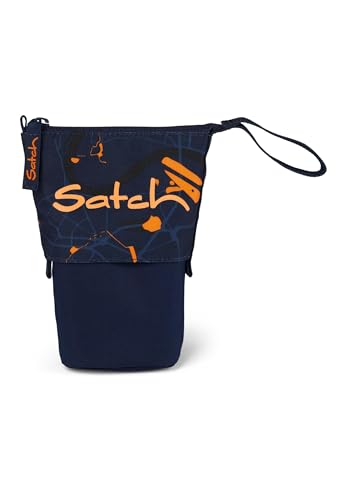 satch Pencil Slider extra groß inkl. Trennfach Reißverschlussfach Stiftehalter Geodreieck Sichtfenster für Stundenplan Urban Journey - Dunkelblau von Satch