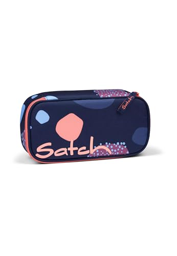 Satch Schlamperbox extra groß inkl. Trennfach Reißverschlussfach Stiftehalter Geodreieck Sichtfenster für Stundenplan Coral Reef - Dunkelblau von Satch