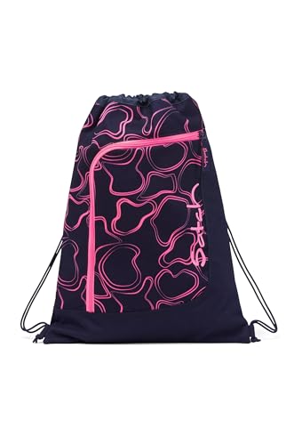 Satch Sportbeutel Turnbeutel für Mädchen und Jungen mit Reißverschlussfach, 12 Liter, Rucksack fixierbar Pink Supreme - Pink von Satch