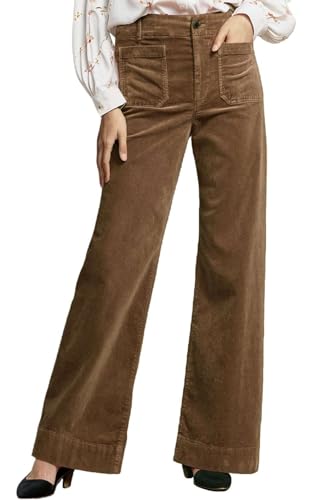 satisnew Cordhose für Damen, elastische Taille, Schlaghose, Glockenunterteil, Business-Hose, Freizeithose für Damen, Braun, Groß satisnew Cordhose für Damen, elastische Taille, Schlaghose, Glockenunterteil, Business-Hose, Freizeithose für Damen, Braun, Groß von satisnew