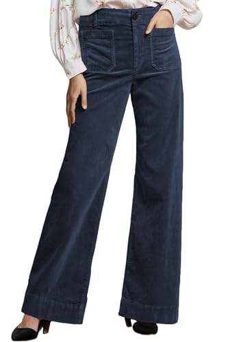 satisnew Cordhose für Damen, elastische Taille, Schlaghose, Glockenunterteil, Business-Hose, Freizeithose für Damen, Marineblau, X-Groß satisnew Cordhose für Damen, elastische Taille, Schlaghose, Glockenunterteil, Business-Hose, Freizeithose für Damen, Marineblau, X-Groß von satisnew