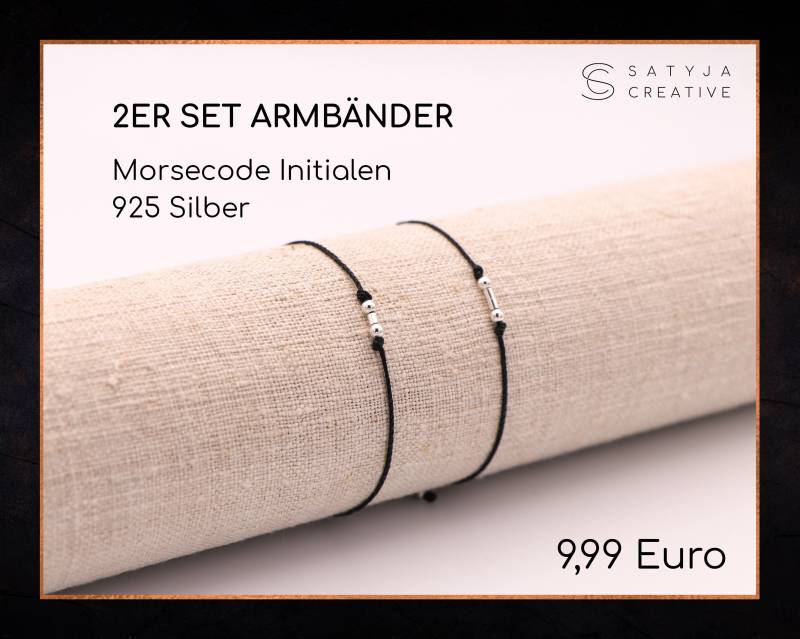 2Er Set Armbänder Mit Deinen Initialen Als Morsecode in 925 Silber | Geschenk Jahrestag Hochzeitstag Freundschaft von satyjacreative