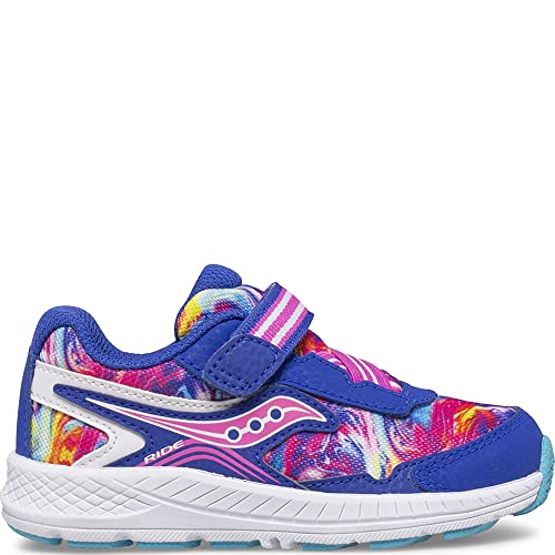 Saucony Ride 10 JR Running Shoe, Blue/Swirl, 4 Wide US Unisex Little_Kid von saucony