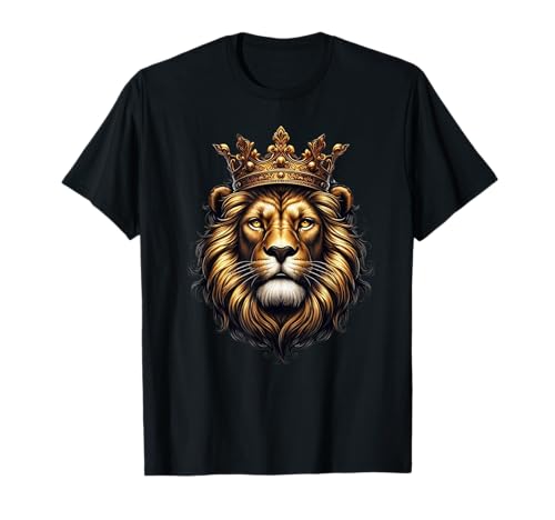 Große Löwenkrone, der Savannenkönig für Männer und Kinder T-Shirt von savannah King , Lion With Crown AI art for men