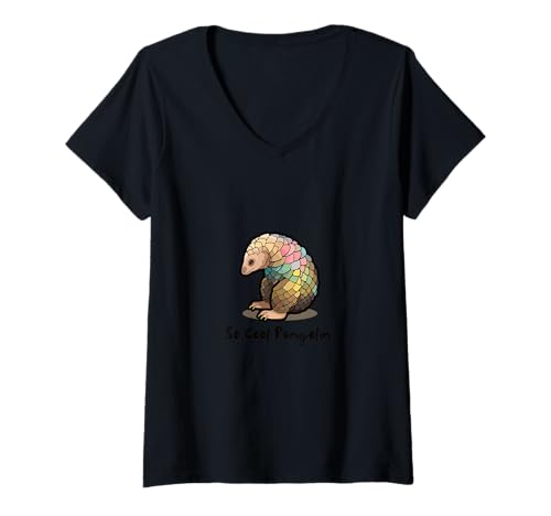 Damen Niedlicher Pangolin, so Cooler Pangolin T-Shirt mit V-Ausschnitt von save the pangolins