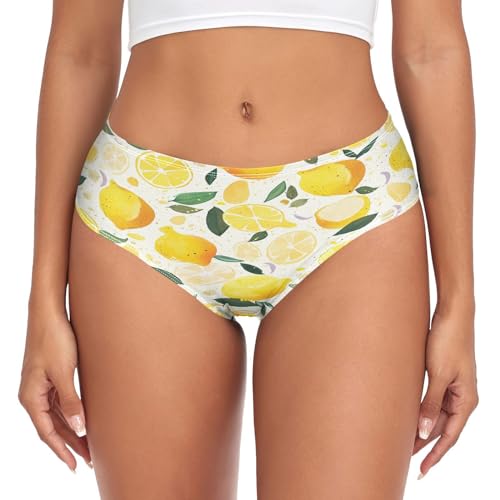 sawoinoa Zitrone Orange Früchte Gelb Unterhosen Damen Stretch Unterwäsche Frauen Slips Hipster Weich Panties Sexy Atmungsaktive Bikini von sawoinoa