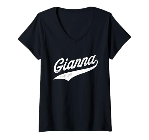 Damen Gianna Name T-Shirt mit V-Ausschnitt Damen Gianna Name T-Shirt mit V-Ausschnitt von say my name shop