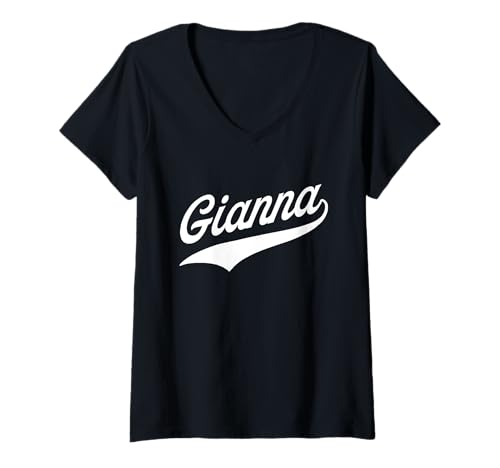 Damen Gianna Name T-Shirt mit V-Ausschnitt Damen Gianna Name T-Shirt mit V-Ausschnitt von say my name shop