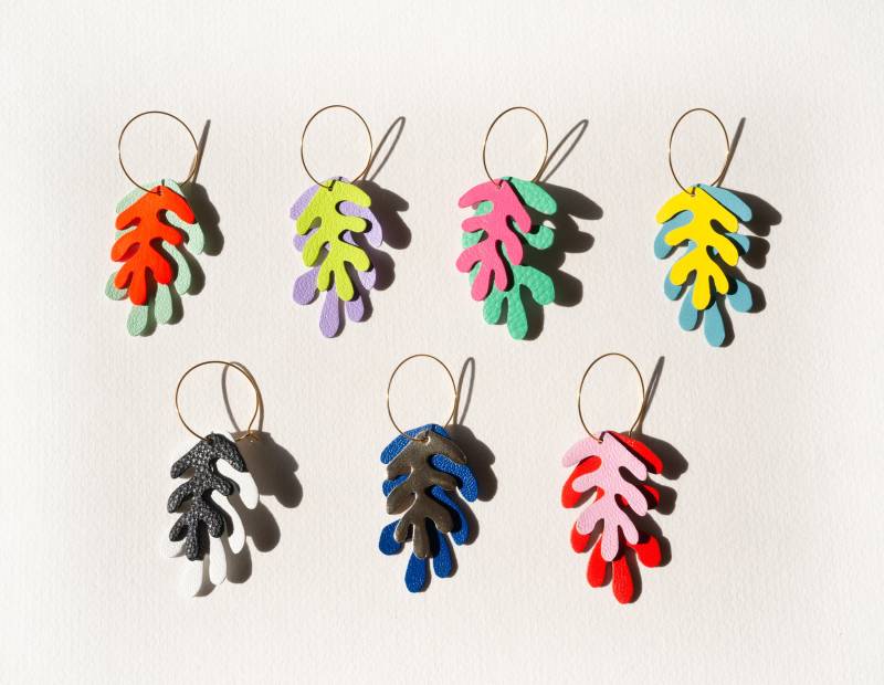 Wakame Algen Creolen - Matisse Inspirierte Statement Aus Recyceltem Leder von scandinazn