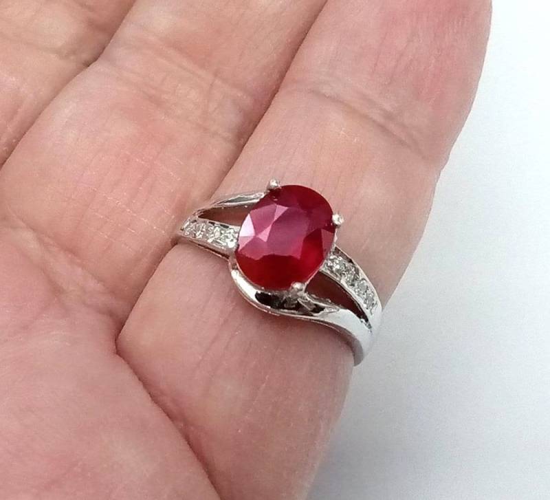 3.75 Ct Natürlicher Rubin Ring Silber Sterling Ehering Größe Us 7.0 Und Freie Größen Ändern Alle Größe von scandream