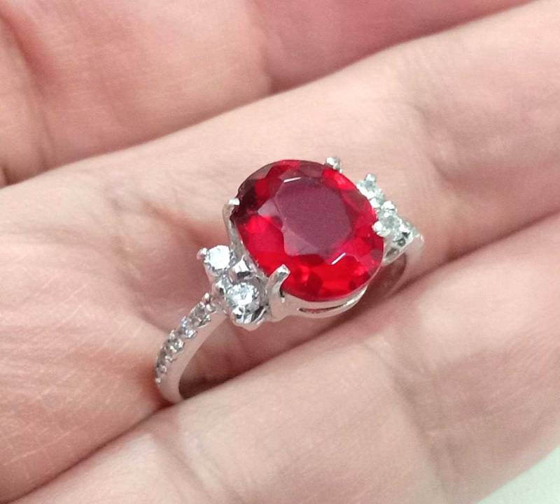4.65 Ct Natürlicher Rubin Ring Silber Sterling Ehering Größe 7, 0 Und Freie Alle Größe von scandream