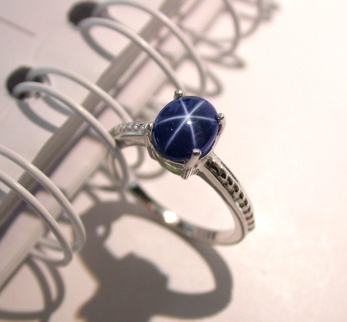 Blauer Stern-Saphir Ring 3.20 Ct Sterling Silber Hochzeitsschmuck | Us Size 7 Blauer Stern-Saphir Ring 3.20 Ct Sterling Silber Hochzeitsschmuck | Us Size 7 von scandream