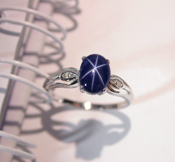 Blauer Sternsaphir Ring 3.2Ct, Sterlingsilber-Hochzeitsschmuck, Us-Größe 7 von scandream