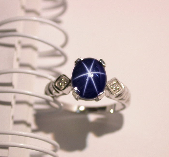 Blauer Sternsaphir Ring 4.23 Ct Sterling Silber Ehering, Us Größe 7 von scandream