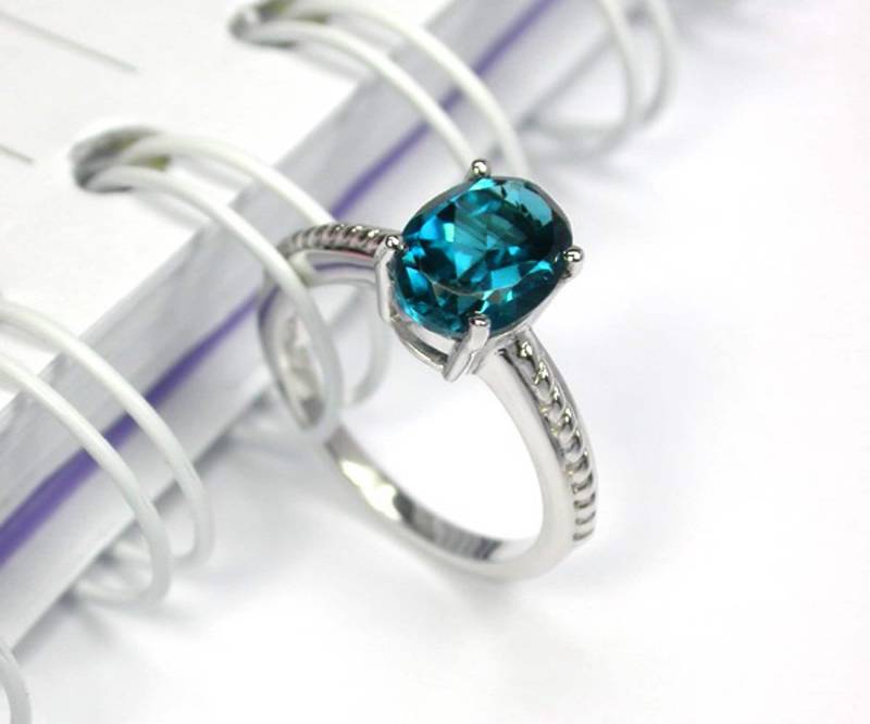 London Blautopas Sterling Silber Ring - Größe 7 Free Resize von scandream