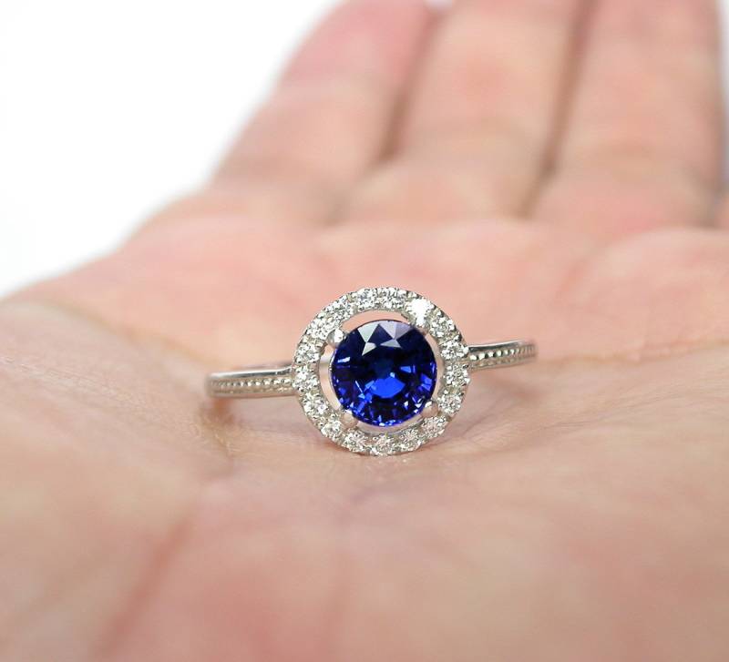 Natürlicher Blauer Saphir Größe Uns 7.0 Match Ring Hochzeit von scandream