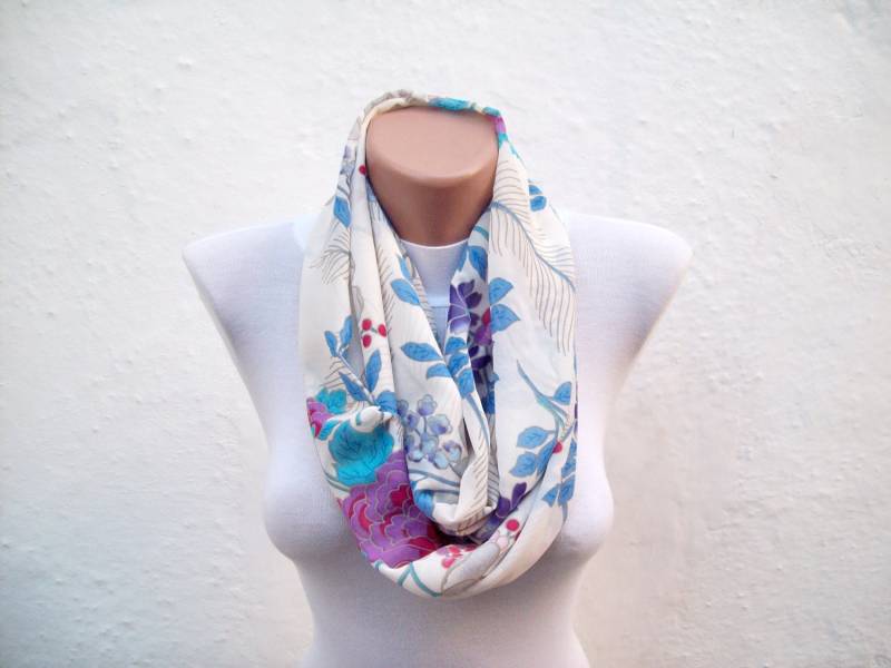 Chiffon Schal, Gemusterter Loop, Leichter Herbst Winter Hals Accessoire von scarfnurlu