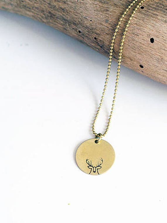 Reh-Kette/Raw Messing Lange Halskette Hand Gestempelt Schmuck von schalleszter