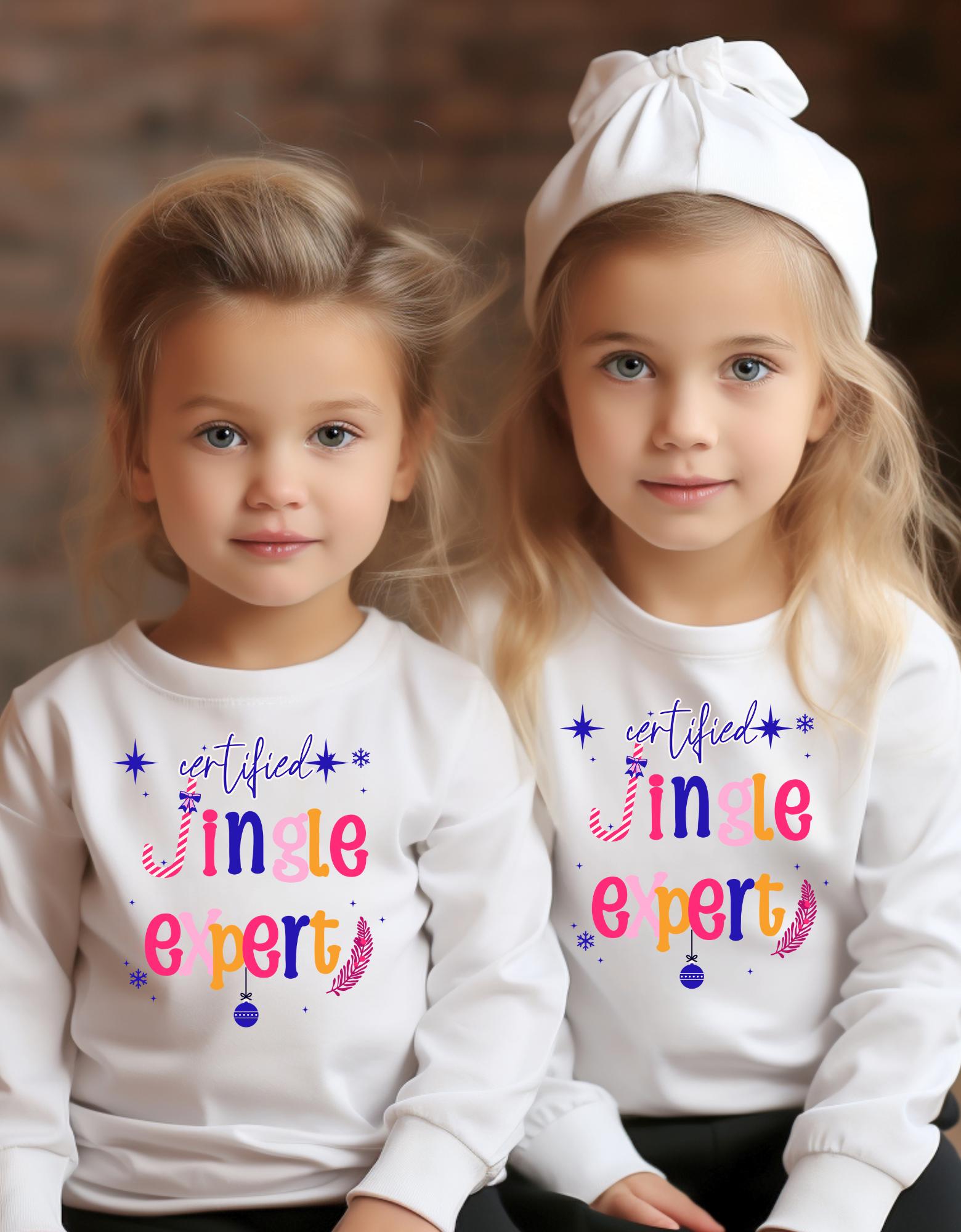 Kinder Weihnachtspullover , Lustiger "Certified Jingle Expert' Sweater, Weihnachtsoutfit Für Jungen & Mädchen, Geschenk von scheevomsee