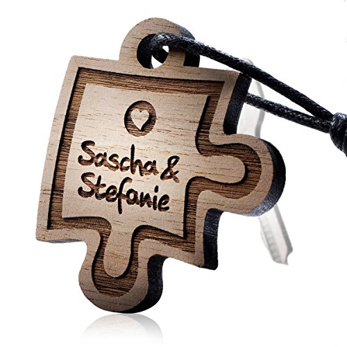 schenkYOU Premium Schlüsselanhänger Puzzle aus Nussbaumholz - personalisierte Geschenkidee mit deinem Wunschtext von schenkYOU