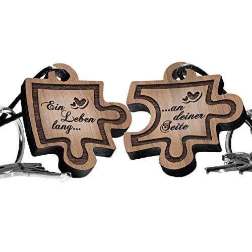 schenkYOU Premium Schlüsselanhänger aus Nussbaumholz vorgraviert - personalisierte Geschenkidee - Gravur „Ein Leben lang...„ von schenkYOU